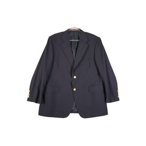 Nordstrom Blazer Mens 43R Black Gold 2-Button 100% Wool Jacket USA Made